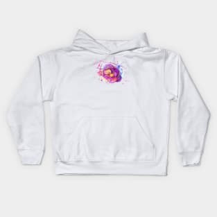 Purple Watercolor Flower Kids Hoodie